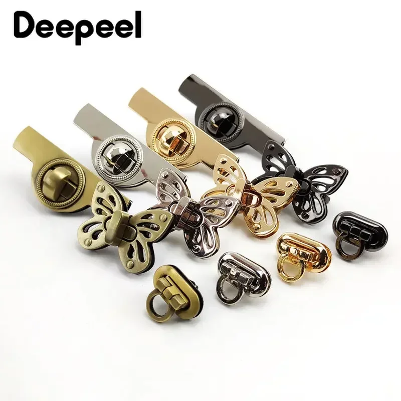 2Pcs Deepeel Metal Locks Bag Twist Turn Snap Lock Clasp Buckles Decorative Closure DIY Bags Replacement Hardware Accessories