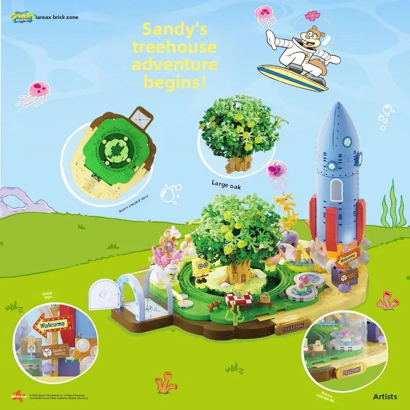 AREAX Brick Block SpongeBob SquarePants Sandy's Tiki Treehouse Assembly Toy BirthdayGift FestivalGift