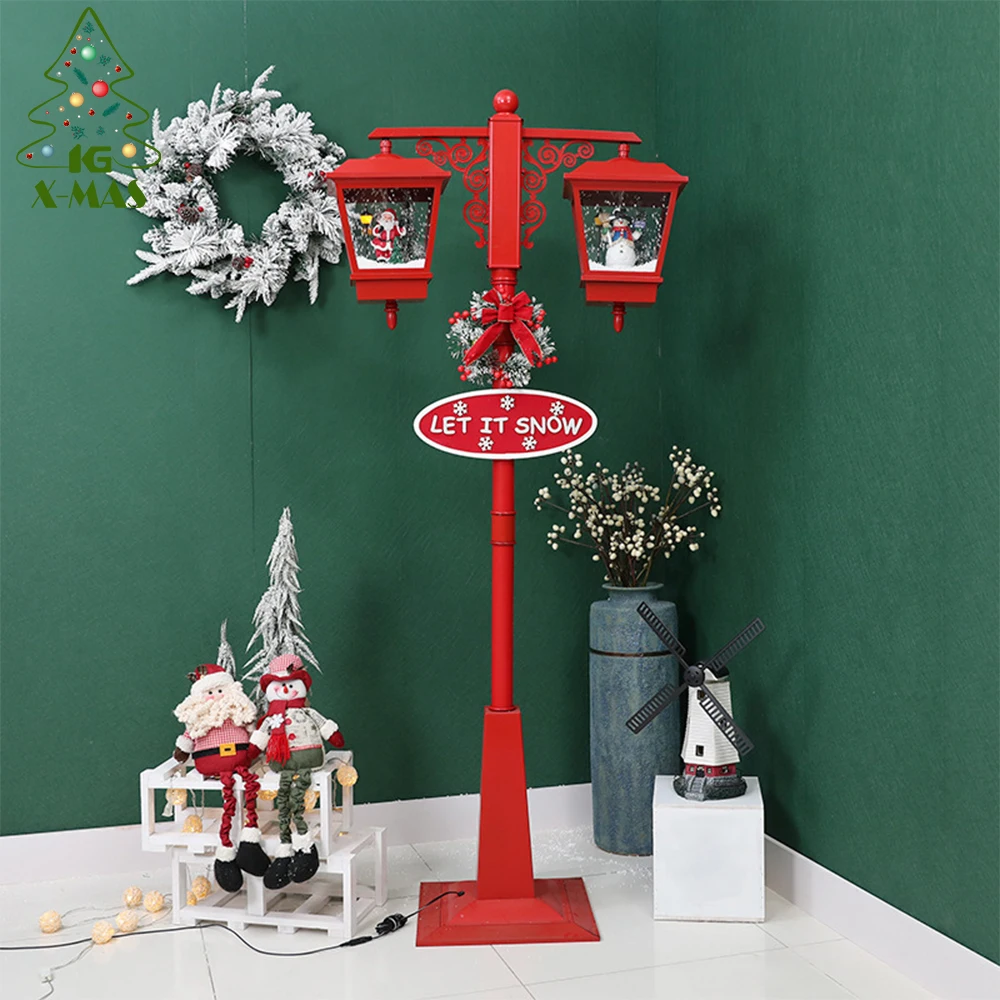 

Xmas Adorno De Navidad Noel Decor 6ft Double-head Street Light Christmas Lantern Snowing Christmas Street Lamp Decorations