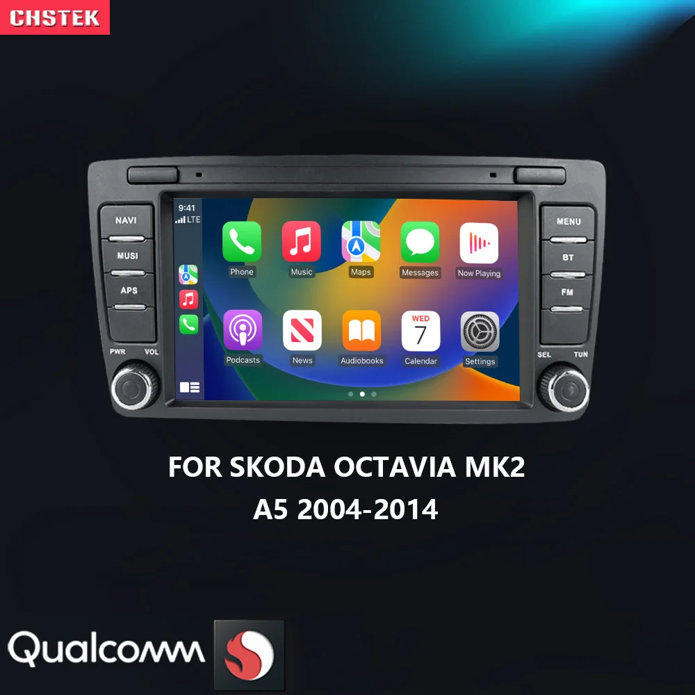 CHSTEK Autoradio Android 14 Carplay Für Skoda Octavia A5 Mk2 2004-2014 Multimedia Stereo Navigation Bluetooth WIFI 4G Automotiva