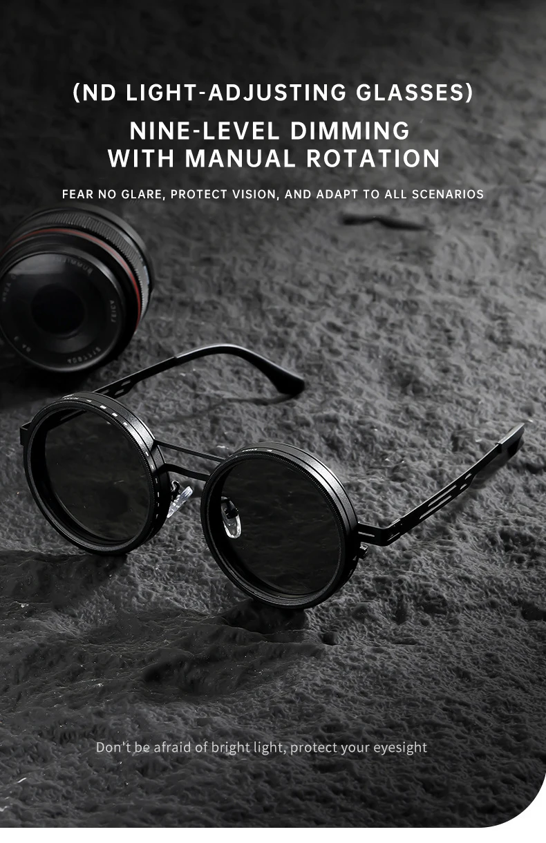 Polarisierte Runde Steampunk ND9 Verstellbare Dimm-Sonnenbrille für Herren 2026 Luxusmarke Punk Angeln Blendschutz Fahr-Sonnenbrille – Detail 3
