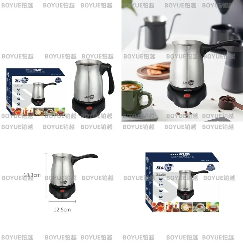 Electric Turkish Coffee Maker Stainless Steel Automatic Shut Off Fast Boiling Kettle for Home Brewing Tea Pot