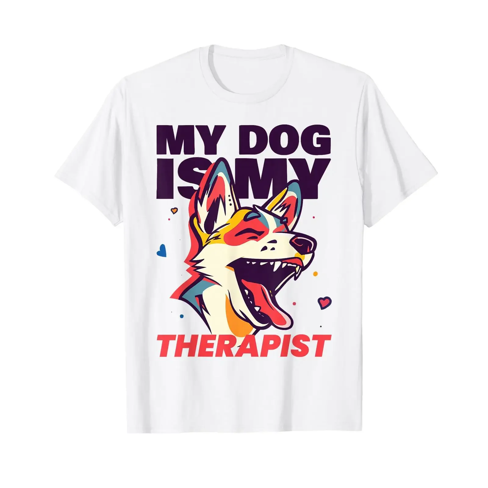 Mein Hund ist Therapeut – lustiges Design, Slogan-T-Shirt, Vintage-Look, gewaschen, modisch, bequem, unisex, dehnbar, stilvoll, vielseitig.