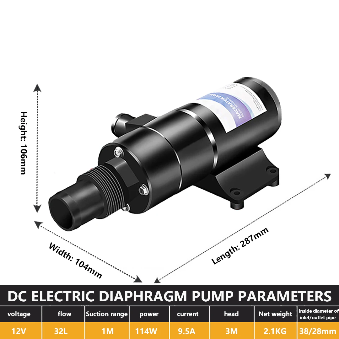 DC 12/24V 32L Household Toilet Sewage Pump RV Kitchen Non-clogging Electric High Pressure Cutting-type Sewage Pump Garbage Pump