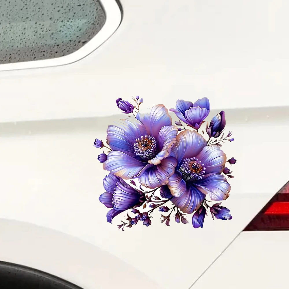 15x14cm#Pretty Purple Flowers Car Decals for Windows,  Suitable for Cars, Laptops, Bumpers,