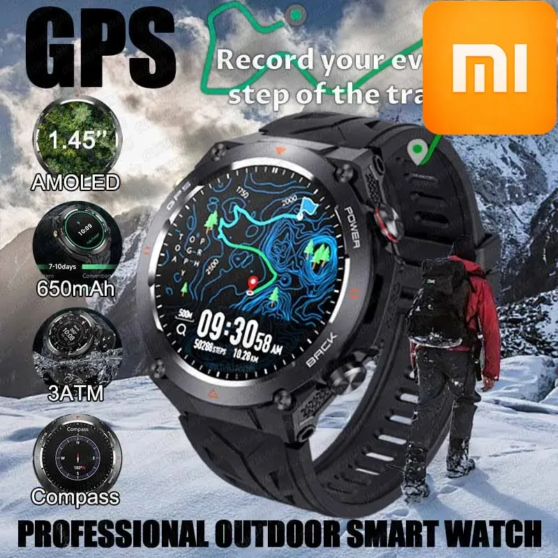 

XIAOMI Новые GPS-смарт-часы 1,45-дюймовый дисплей Ultra HD Встроенный GPS и компас Сделать/прием телефонных звонков Браслеты с аккумулятором 650 мАч