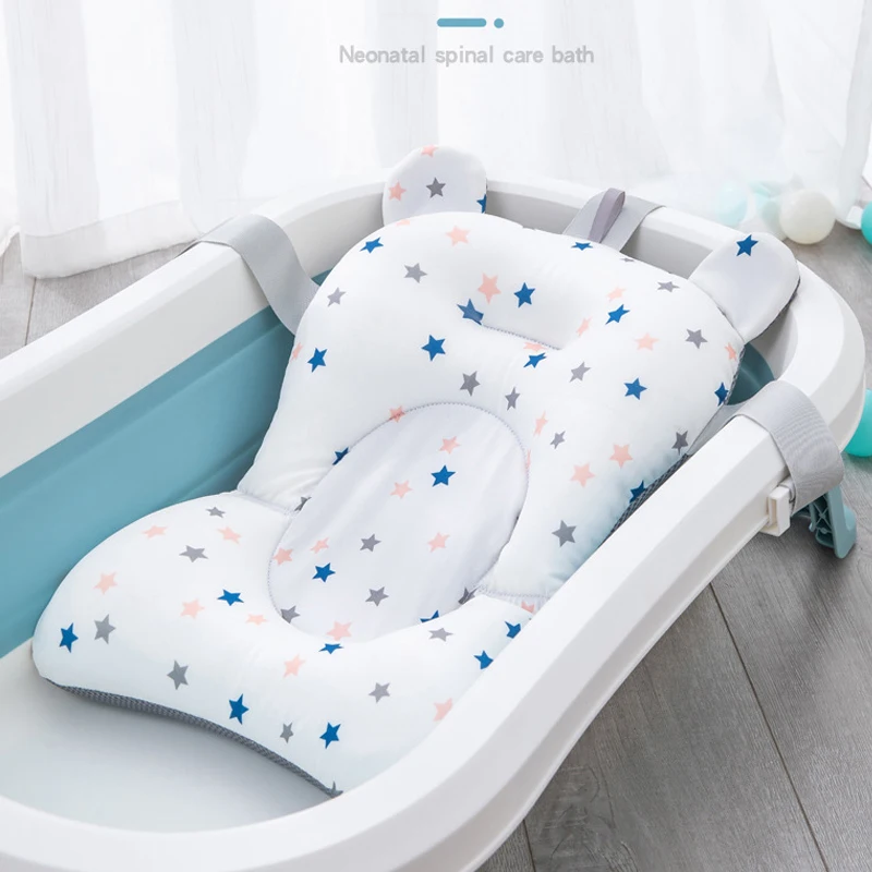 Baby Bath Seat Support Mat Foldable Baby Bath Tub Pad & Chair Newborn Bathtub Pillow Infant Anti-Slip Soft Comfort Body Cushion