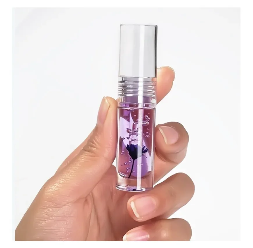 Private Label 5colors Flower Clear Lip Oil Nourishing Long Lasting Easy To Apply Color-changing Hydrating Vealentine's Day Gift