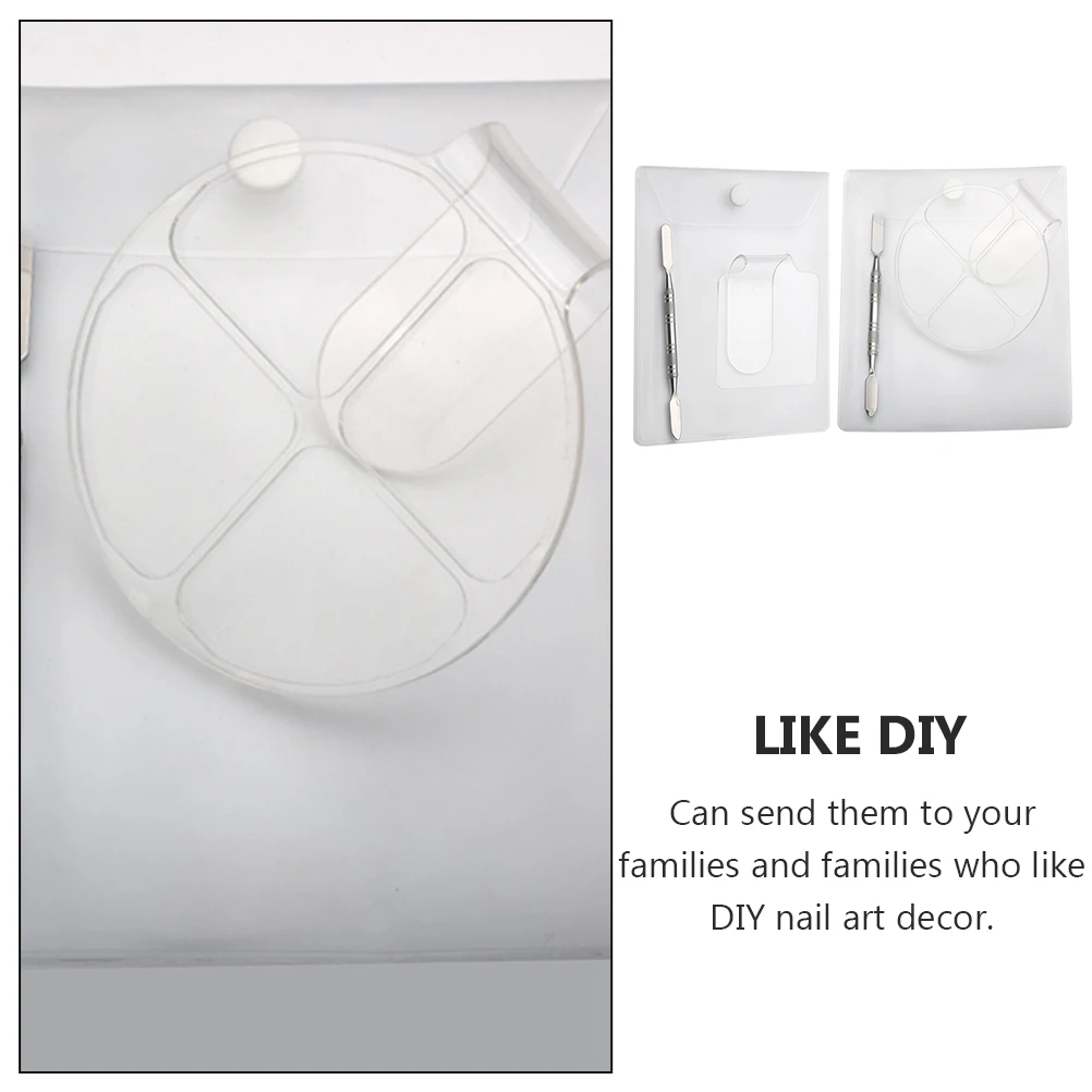 2 Sets Makeup Palette Nail Art Color Mixing Plates Durable Multi-purpose Ring Nail Art Palette Brush Storage Tools