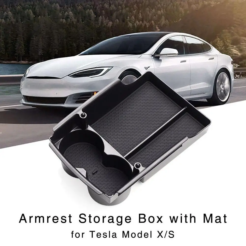 

Car Center Console Armrest Storage Box Tray Organizer Anti-Slip Mats Storage Tidying for Tesla MODEL X Car Organiza Y2S5