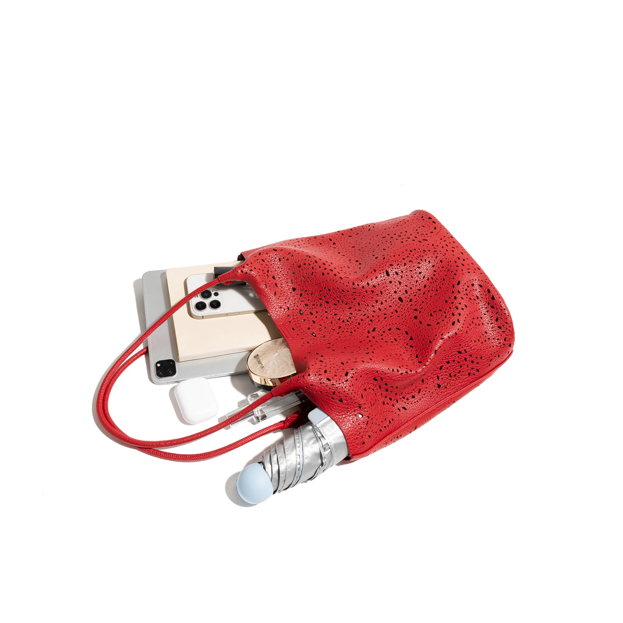 CKKUI Vintage Solid Color High Quality Hollow Faux Leather Women's Tote Bag Y2K Summer Outdoor Daily Commute Travel Shoulder Bag