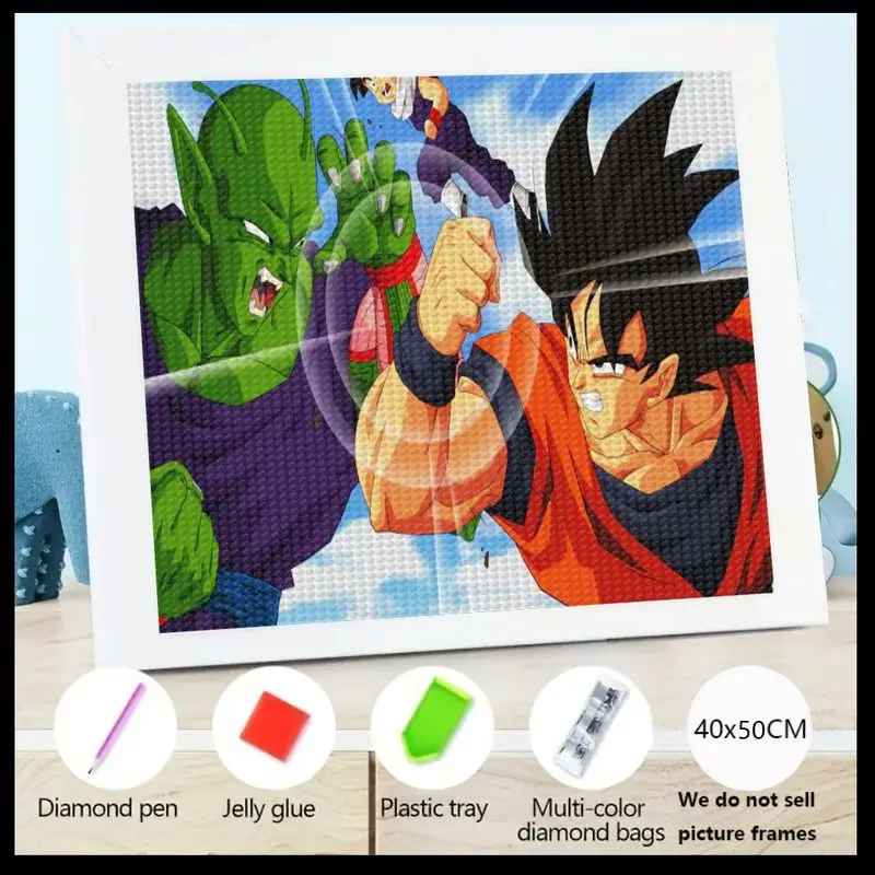 

1 шт. Dragon Ball Z Goku & Piccolo Action Scene 5D Diamond Painting Kit, Full Drill Anime Art DIY Craft для взрослых и детей, 40x50 см