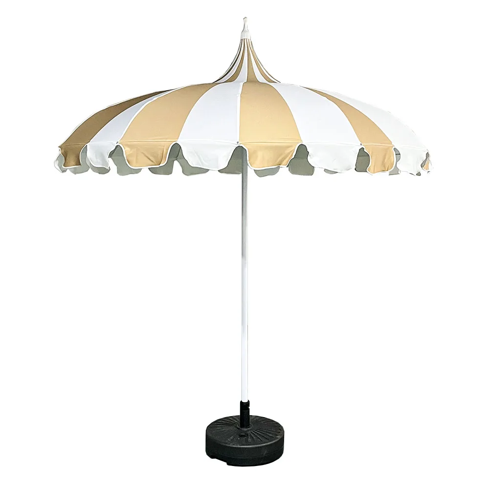 ※a Custom Foldable Waterproof Pagoda Umbrella Beach Patio Parasol Wave Fringe Fiberglass Sunshade Hospital Hotel