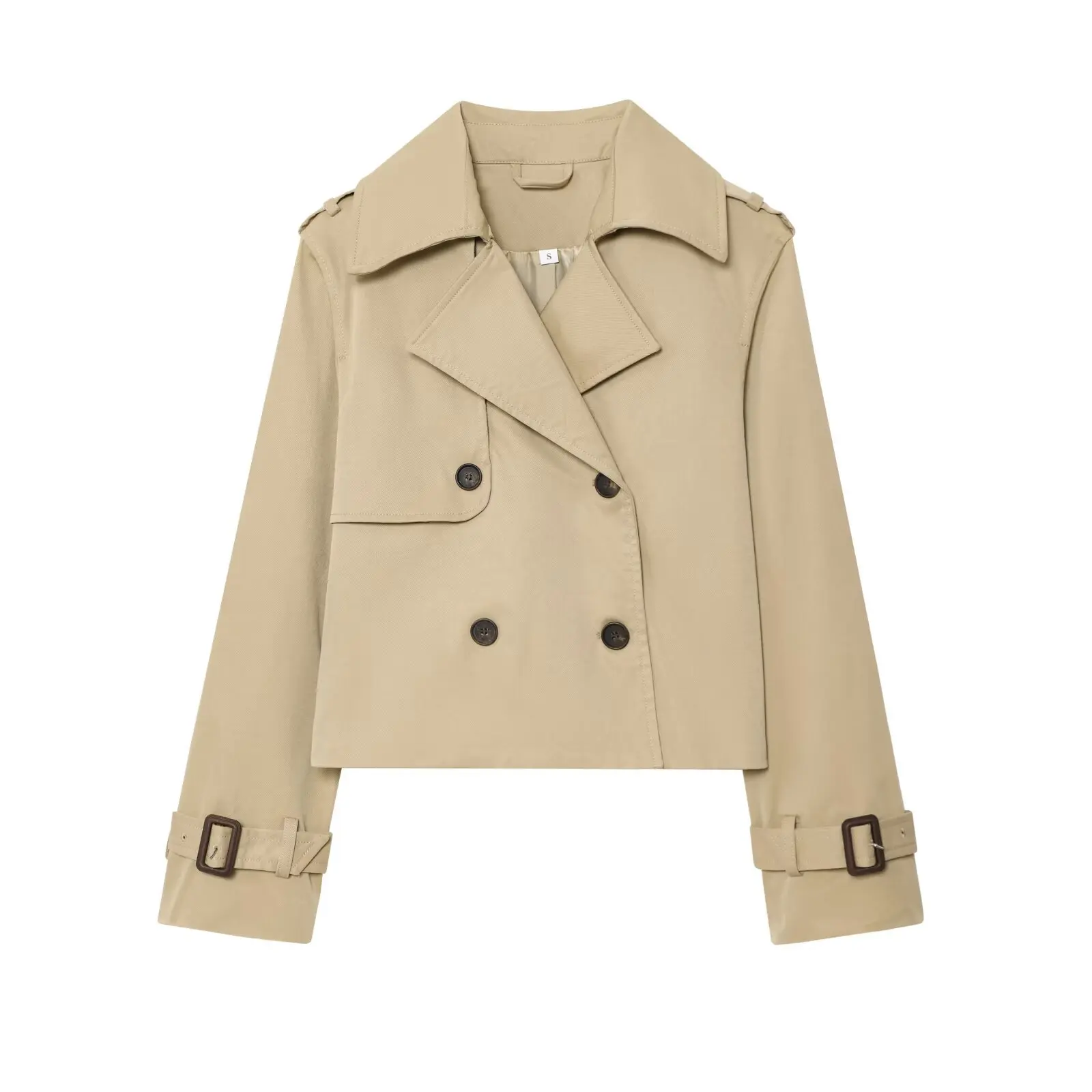 

Y2K Autumn Turn Down Collar Double Breasted Trench Coat Elegant Women Trench Jacket Long Sleeve Loose Jacket Crop Top