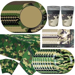 Camouflage Themed Party Supplies Camo Paper Plates Napkins Cup for Camouflage Party Hunting Army Military Civil War Party Decor