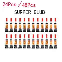 24/48pcs Liquid Super Glue Wood Rubber Metal Glass Cyanoacrylate Adhesive Stationery Store 502 Instant Strong Bond Leather