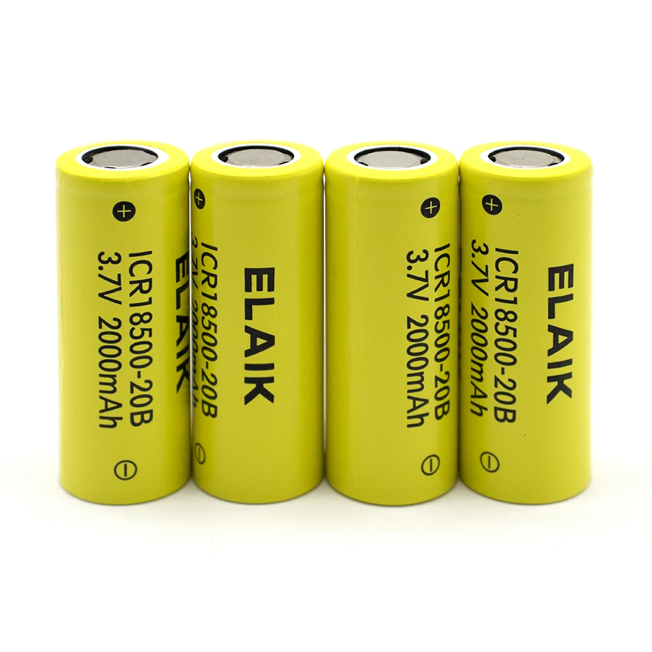 1-5pcs ICR18500 3.7V 2000mAh Rechargeable Lithium Battery with High Quality and Reliable Cell Performance 20B -Flat head