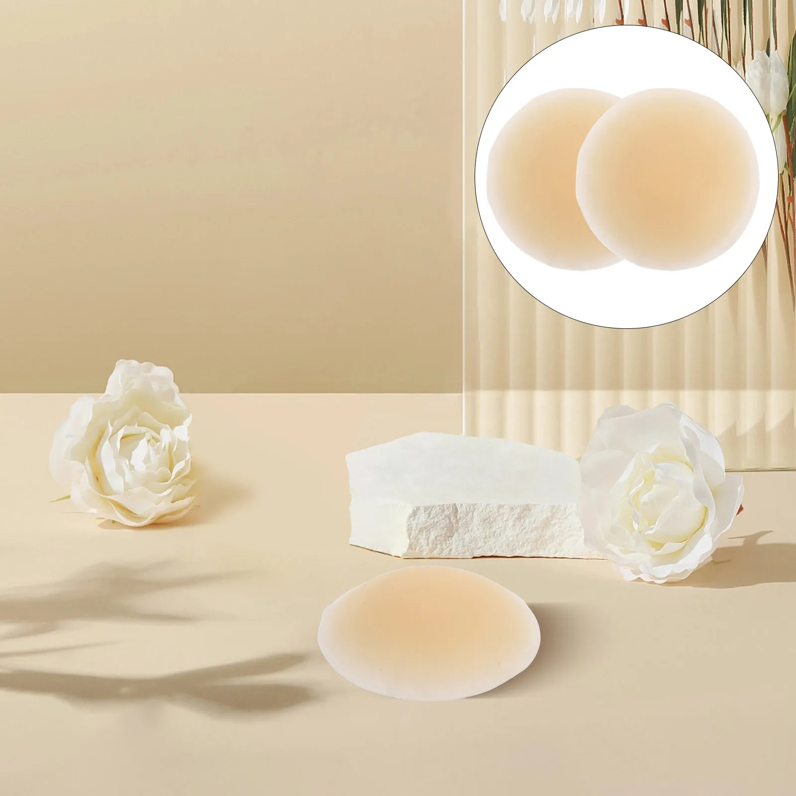 

1Pair Lady Breast Pasties Reusable Nipples Cover Silicone Thin Invisible Comfortable Sticky Bra Alternative for Strapless