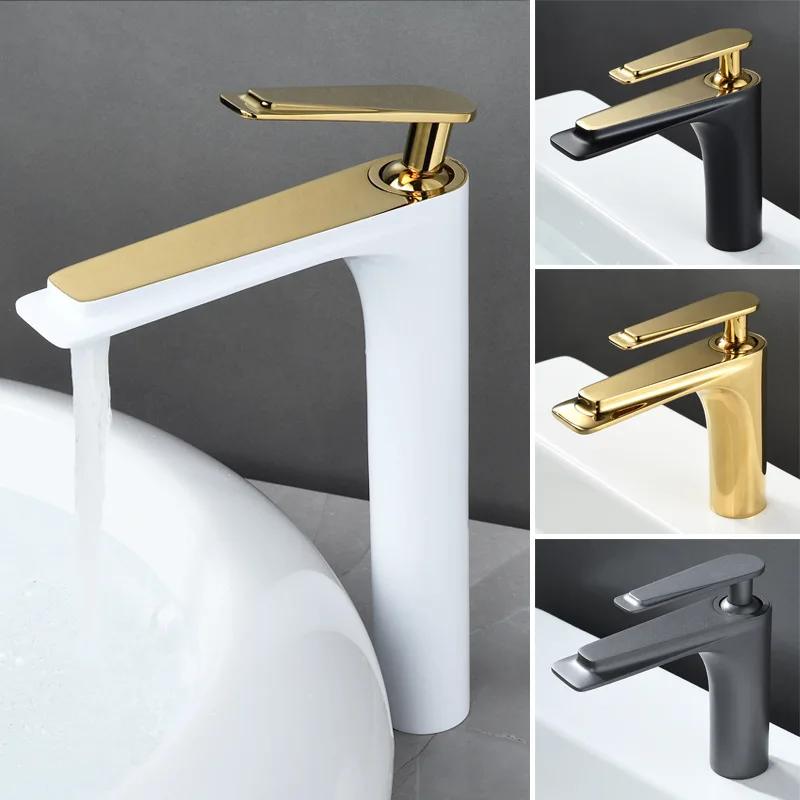 

Смеситель для раковины Gold Basin, горячая и холодная вода, настольный, для ванной комнаты, однорычажный, белый, черный, серый