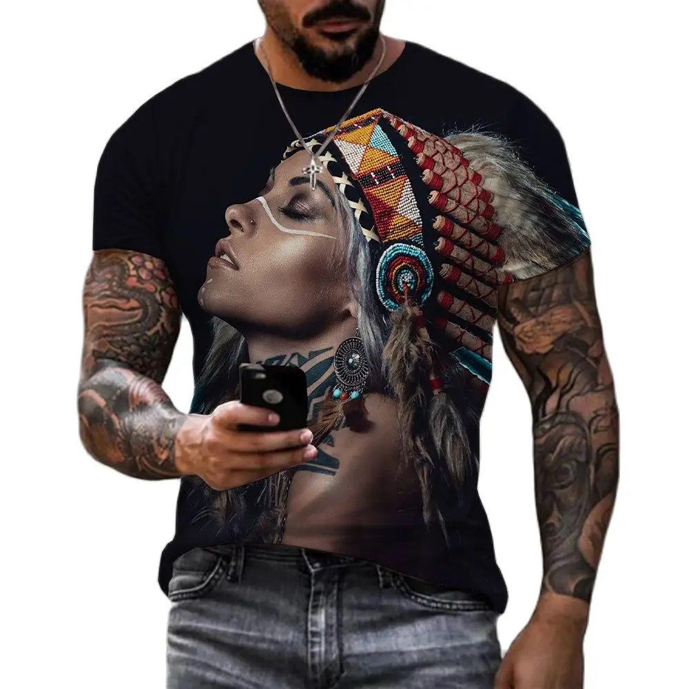 New Indians 3D T Shirt Unisex Summer Fashion Casual O-Neck Short Sleeve Aboriginal Culture Print Men T-shirt Casual Couples Tops