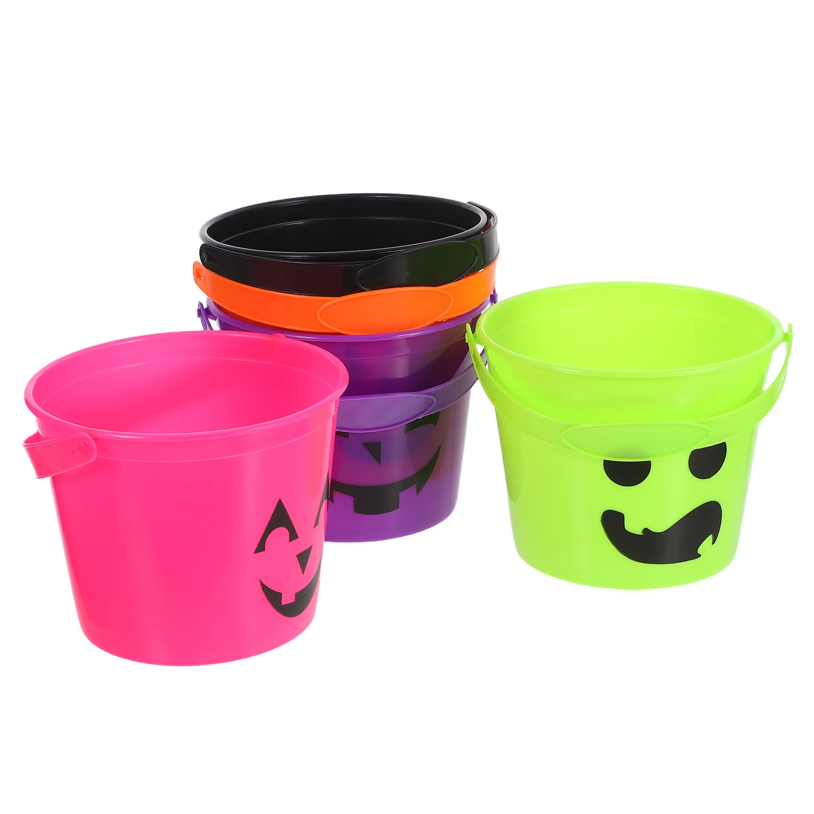 

5Pcs Halloween Pumpkin Bucket Candy Holder Plastic Pail Colorful Jack O Lantern Basket Trick Treat Party Plastic Pumpkin Basket