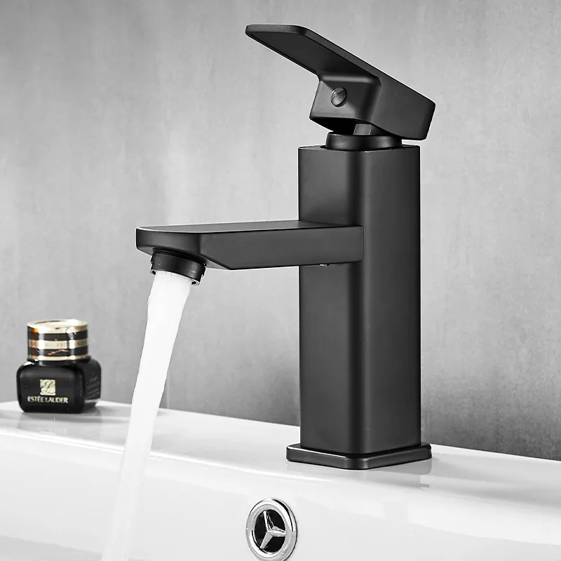 Four sided single hole basin faucet, Hot and cold bathroom washbasin, Wash basin, Sink, Stainless steel single cooling faucet