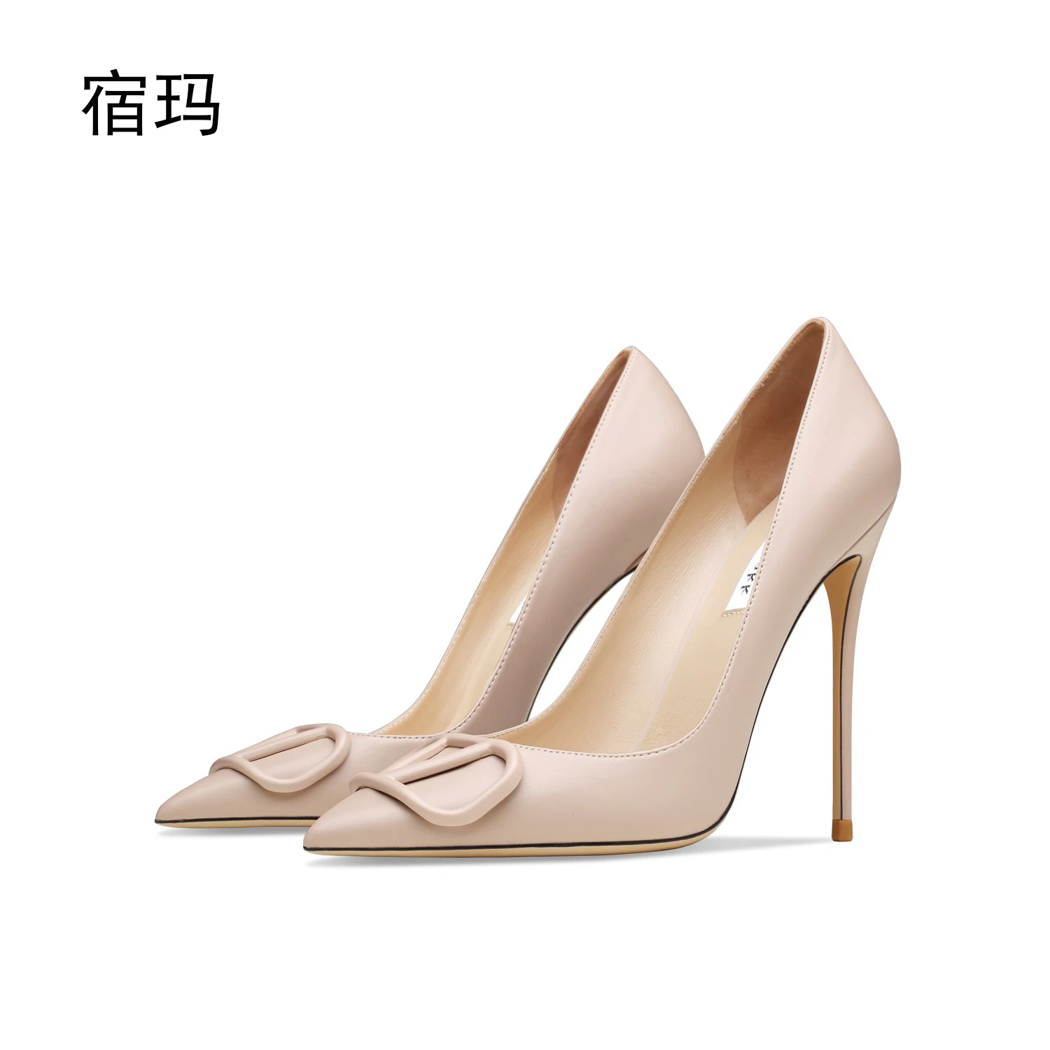 

Real leather nude high heels for women 2025 new style, slim heel pointed toe versatile sexy professional OL banquet single shoes