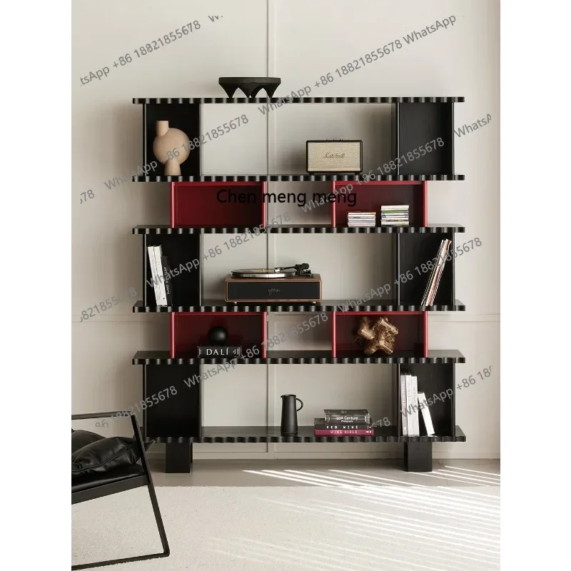 

Living room, floor-to-ceiling shelves, modern simple study, integrated display cabinet against the wall