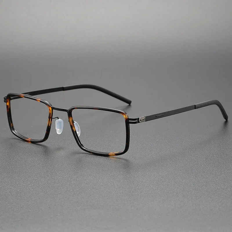 Business Square Myopia Glasses Optical Blue Light Frame Screwless Big Face Men's Women's CA203 Spectacle Stainless Steel Frames