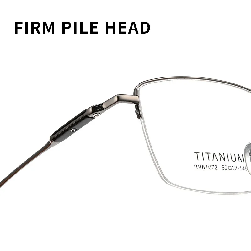 エンティティ新超軽量高品質純チタン眼鏡光学処方ハーフフレームメガネスクエアレトロカスタマイズ可能81072