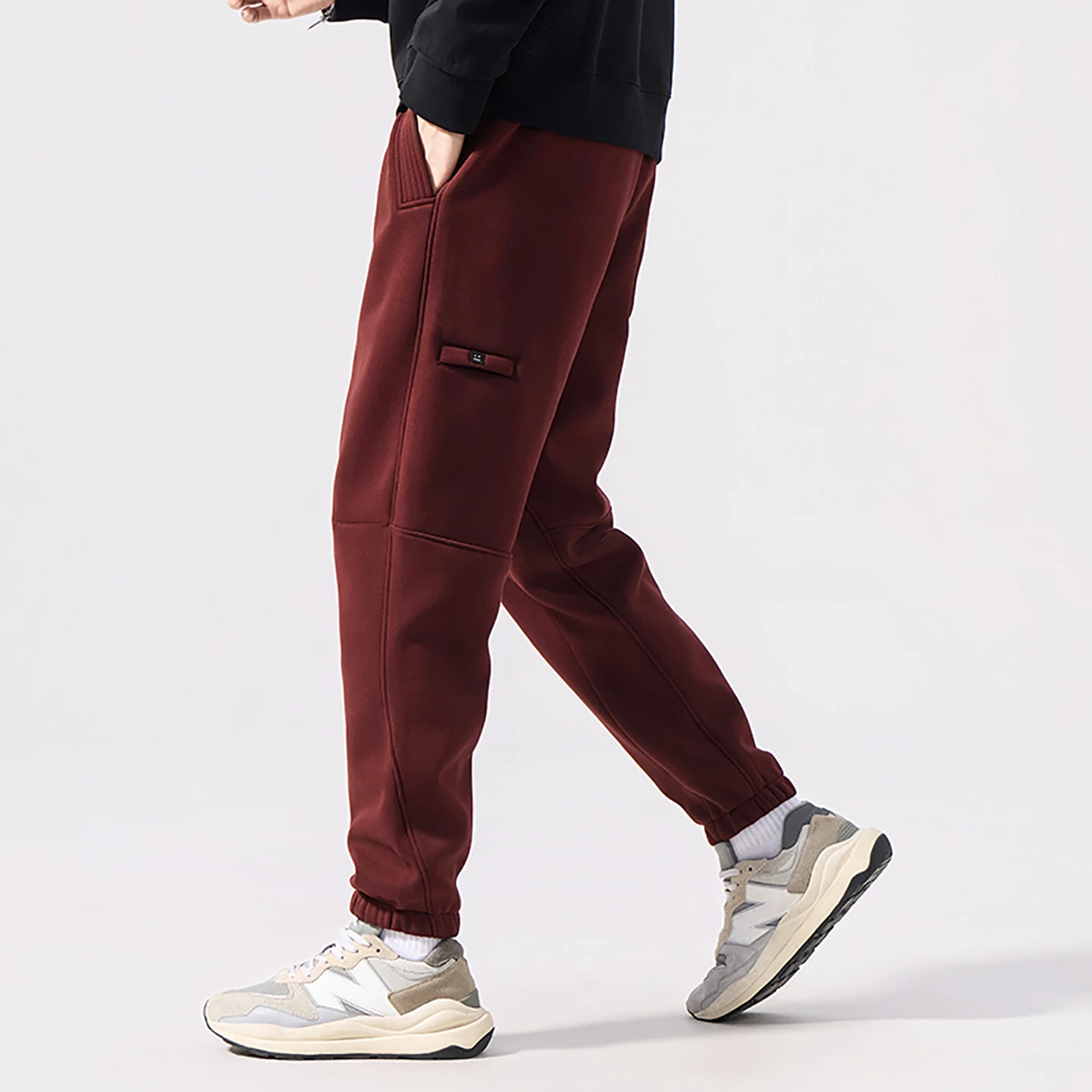 

450 г композитные флисовые теплые мужские брюки-гардероб, осенне-зимние новые модные брендовые мужские спортивные брюки с завязками ног, мужские брюки Y2k