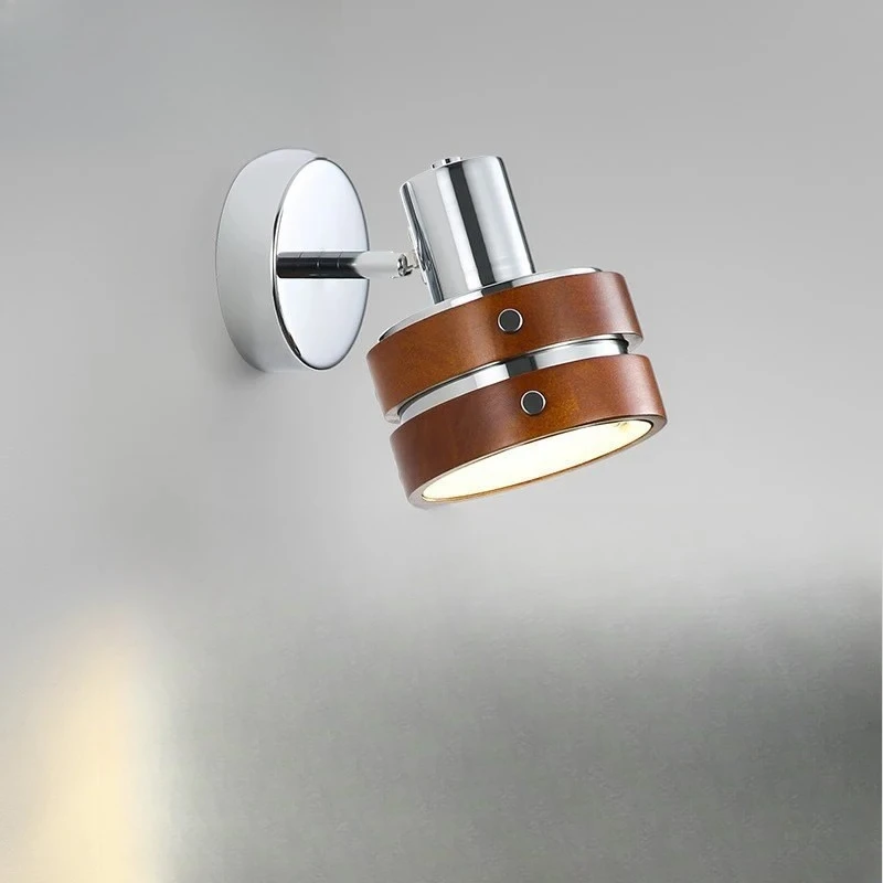 Middle Ancient Style Solid Wood Wall Light Kitchen Bathroom Fill Light Bedside Reading Lighting with Switch Rotatable Wall Lamp