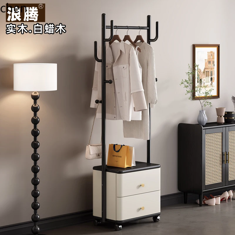 

LXC coat rack floor-to-ceiling all solid wood storage box hanging clothes bedroom living room removable hanging clothes rack