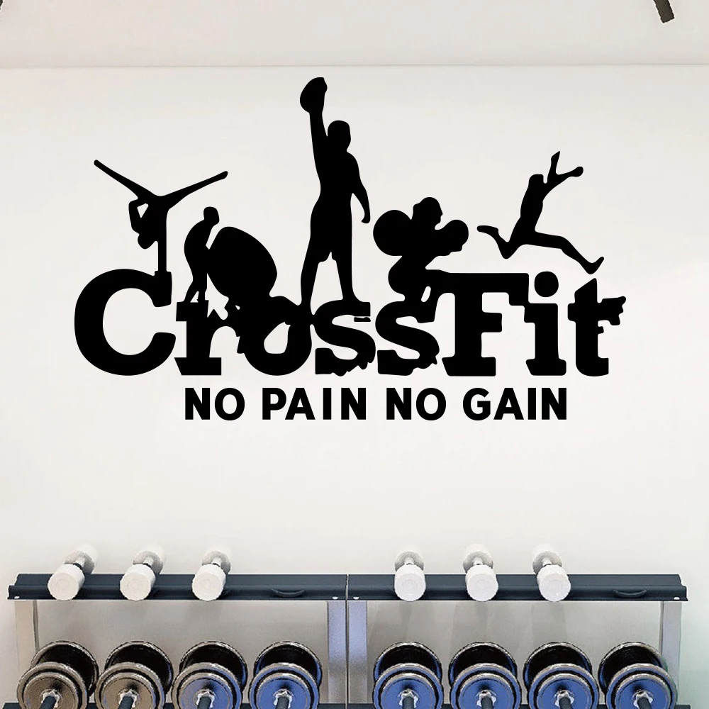 Modern Crossfit No Pain No Gain Wall Sticker Decal Fitness Gym Bodyduilding Sport Inspirational Quote  Decor