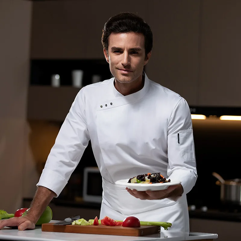 

Куртка повара с длинным рукавом в осенне-зимнем стиле для западных ресторанов, гостиниц, столовых и кондитерских.