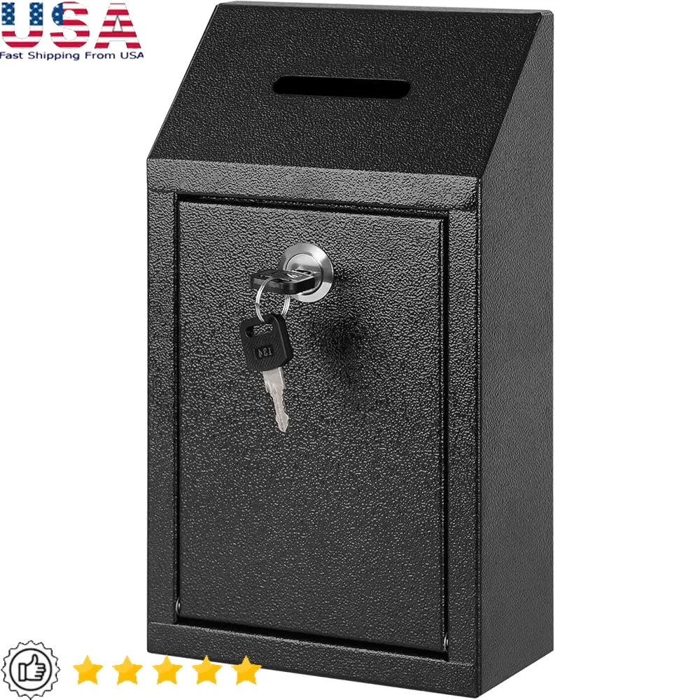 

Прочный металлический ящик для пожертвований с замком, настенное крепление, коробка для сбора наличных, благотворительная коробка для сбора, безопасный почтовый ящик для денег