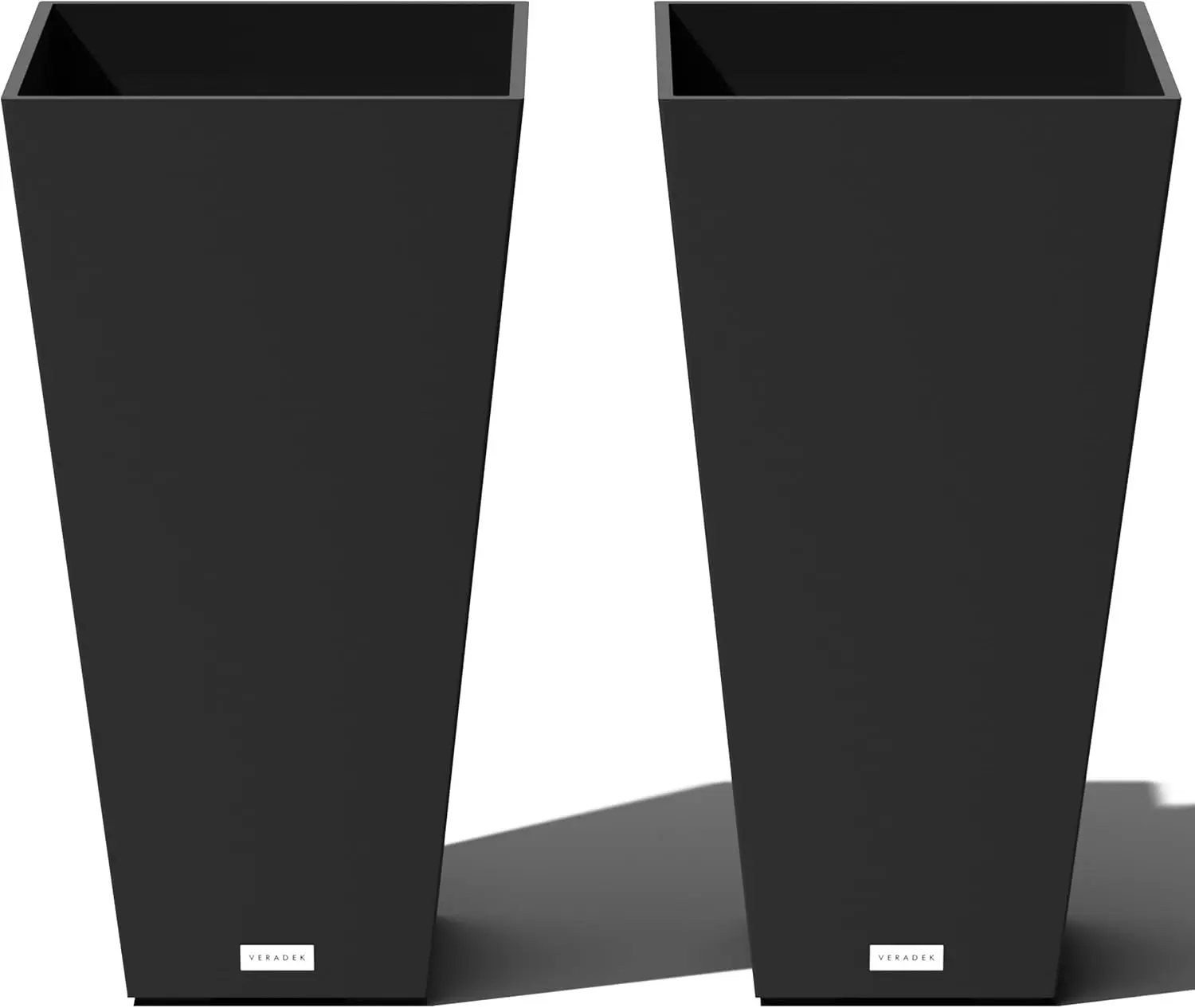 V-Resin Indoor/Outdoor Taper Planter, 2-Pack (26 inch, Black)