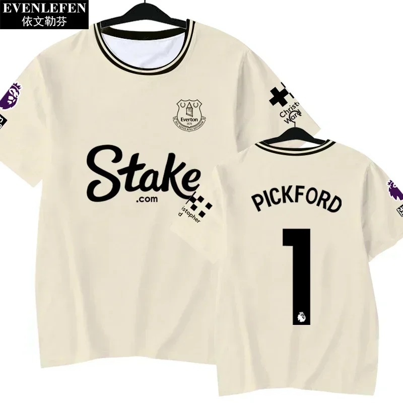 

Мужская и женская футболка с короткими рукавами для фанатов, 3D детские спортивные футболки с круглым вырезом, топы, сезонная футболка Everton Team Toffee Football