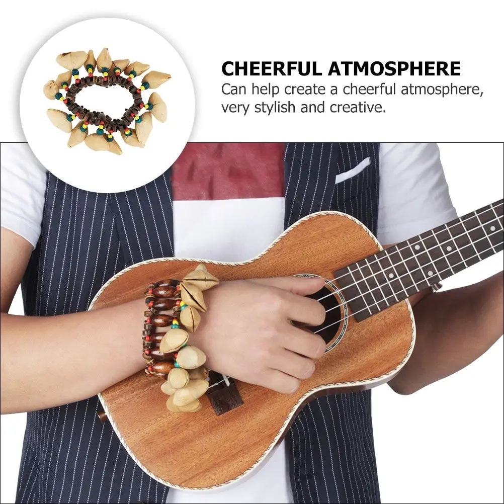 Shell H Bell Wooden Kids Toys Dance Wrist Musical Instrument Bracelet Kids Drum Bell Stylish Creative Toy