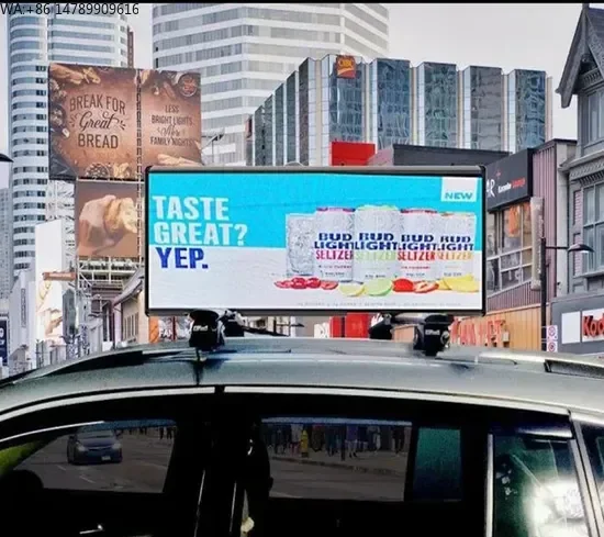 

LEDTransparent Displays, Naked-eye 3D Screens, And Smart Light PolesHD Full Color Car Signs Roof Taxi Top Double-Side P4 Ad