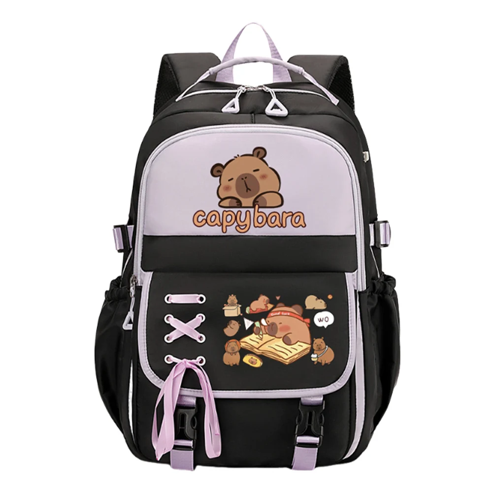 حقيبة ظهر Capybara Kawaii بحزام كتف قابل للتعديل حقيبة ظهر للطلاب حقيبة ظهر مدرسية كرتونية لطيفة للطلاب المراهقين