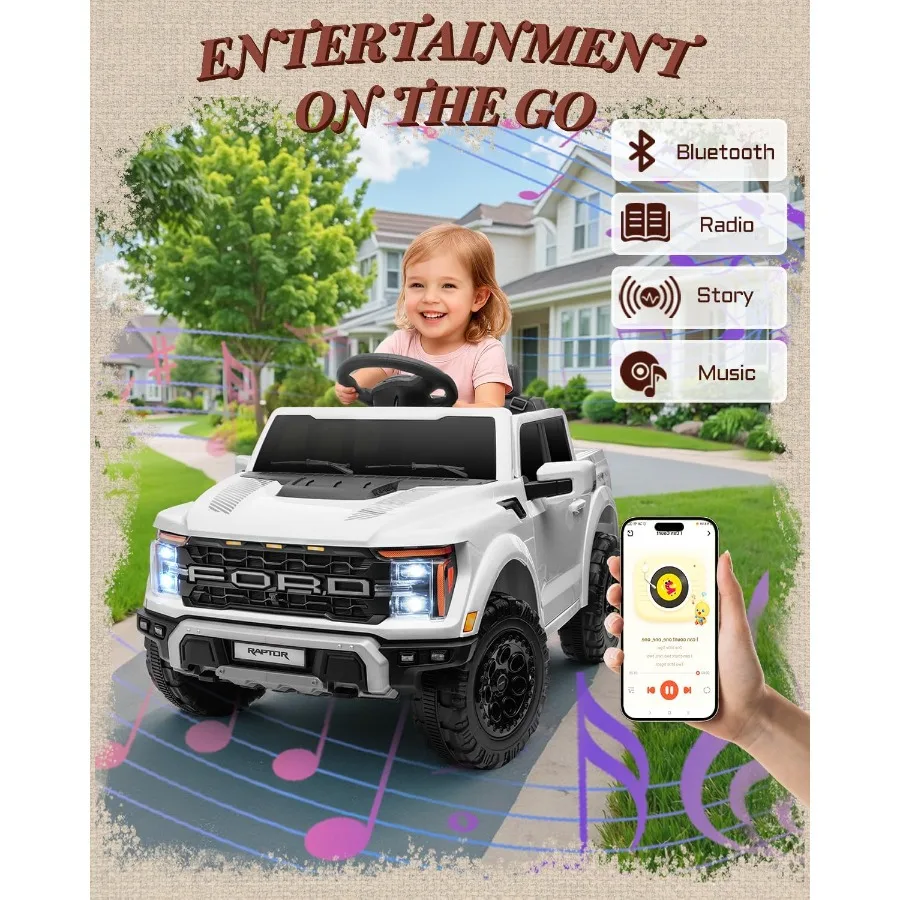 Licensed 12V Kids Ride on Truck, Ride on Toys for Toddlers with Remote Control, Electric Car for Kids with Truck Bed Storage, Sm