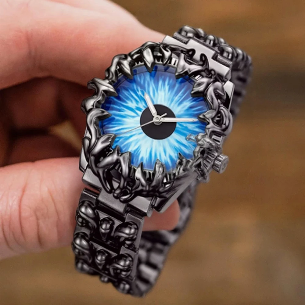 НОВЫЕ Дьявол Панк Синий Глаз Y2K Alabaster Industries Demon Claw Кварцевые Часы Мужские Уникальные Креативные Мужские Часы Горячие Средневековые Часы AAA