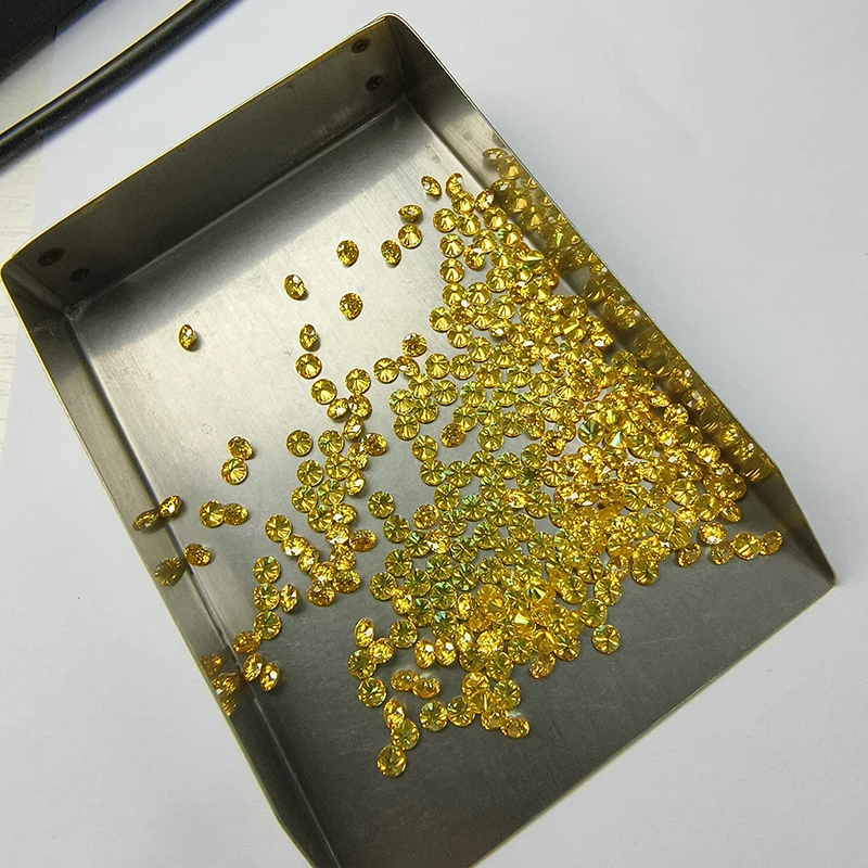 Moissanit-Stein, gelbe Farbe, runde Form, kleine Größen, 1,0–2,9 mm, Labor-Edelstein, Pass-Diamanttest für DIY-Schmuckherstellungsmaterialien – Detail 9