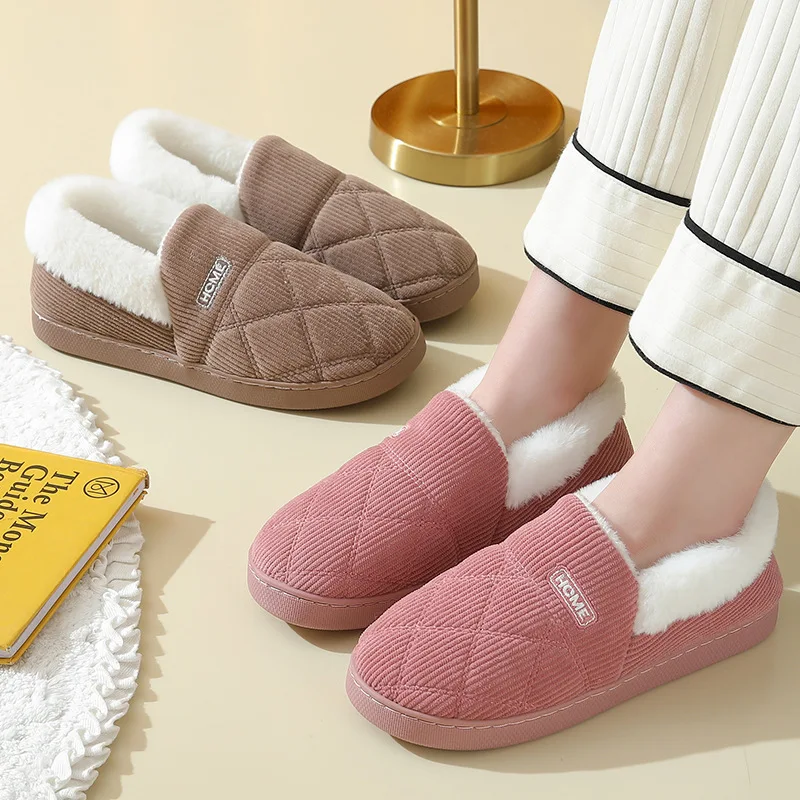 Shevalues Women Plush Slippers Winter Warm Fur Antiskid Cloud Slippers Outdoor Breathable Thick Flat Sole Slipper Home Slippers