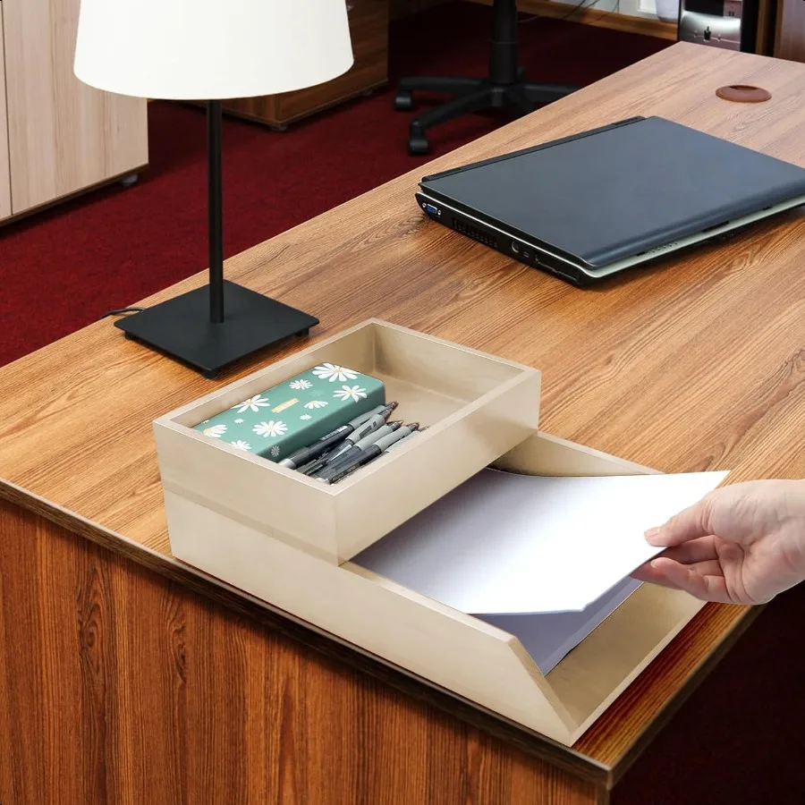 2-уровневый деревянный поднос для писем, деревянный настольный органайзер, лоток LetterSize, магнитный органайзер для бумажных файлов документов для коллекции офисных пирогов