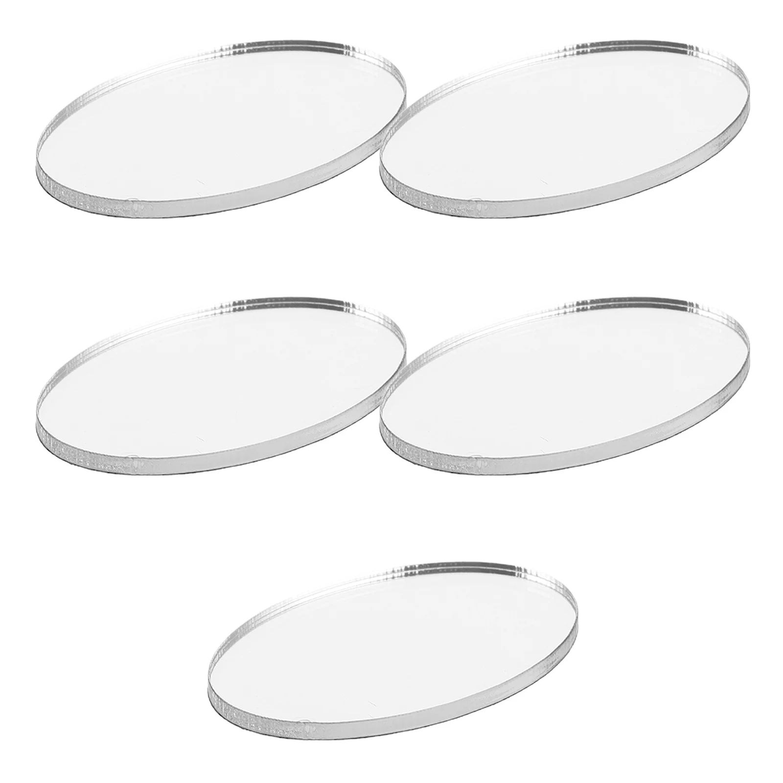 5Pcs Adhesive Acrylic Mirror Sticker Compact Phone Case Accessory for Travel Makeup Touch-Up Small Circle Design Silver