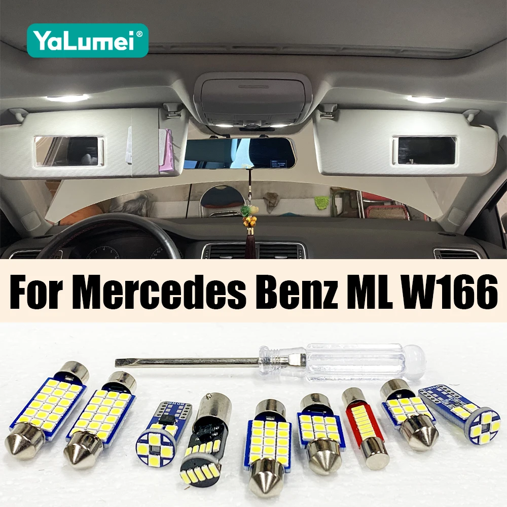 

Для Mercedes Benz ML W166 ML350 ML 350 без ошибок, 12 шт., автомобильные светодиодные лампы Canbus, внутренние купольные лампы, зеркало для туалетного столика, светильник багажника, аксессуары