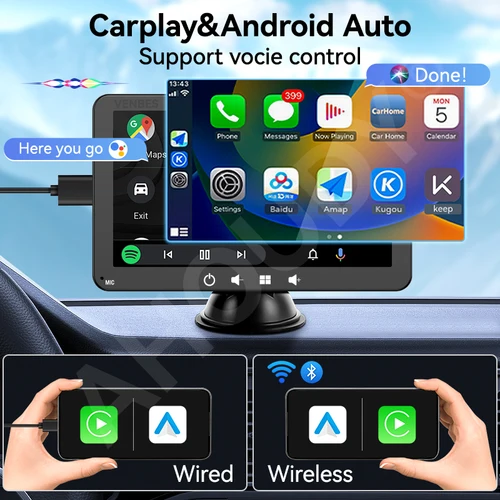 Imagen 2 del producto AHOUDY Radio para coche Pantalla táctil de reproductor de vídeo multimedia para automóvil Android Carplay de 7 pulgadas Soporte fácil de instalar