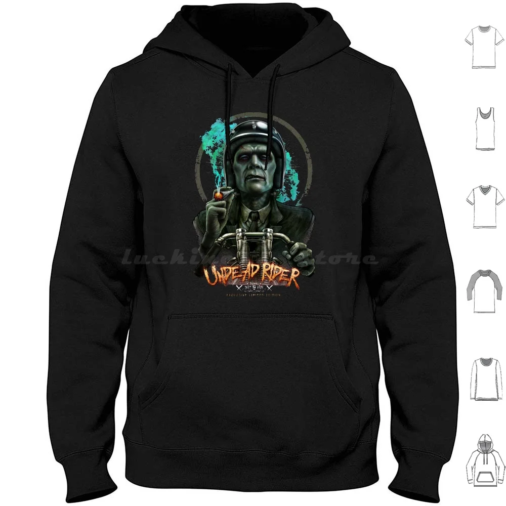 Winya No.71 Hoodie cotton Long Sleeve Biker Frankenstein Halloween Smoke Smoking Surreal Amazing Graves Dark Art Ghost Fantasy